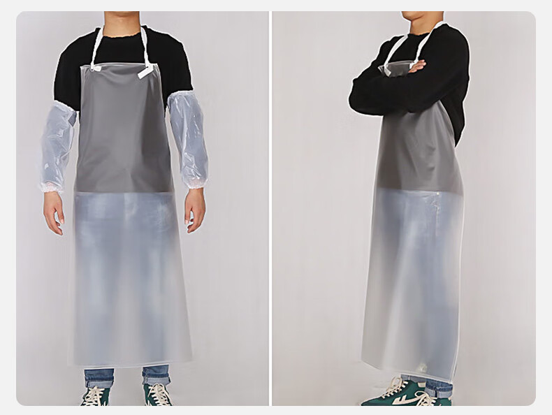 Caiyile PVC Transparent Apron Kitchen Cafeteria Thickened Waterproof Oil-resistant Acid and Alkali Resistant Neck and Waist Hanging Apron 20 Mil 110x80cm Model 09904 Customizable 1