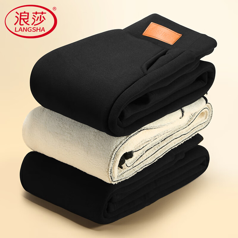 LangSha Women's Fleece-Lined Thickened High-Waist Thermal Leggings Lamb Wool Warm Pants Winter Outerwear