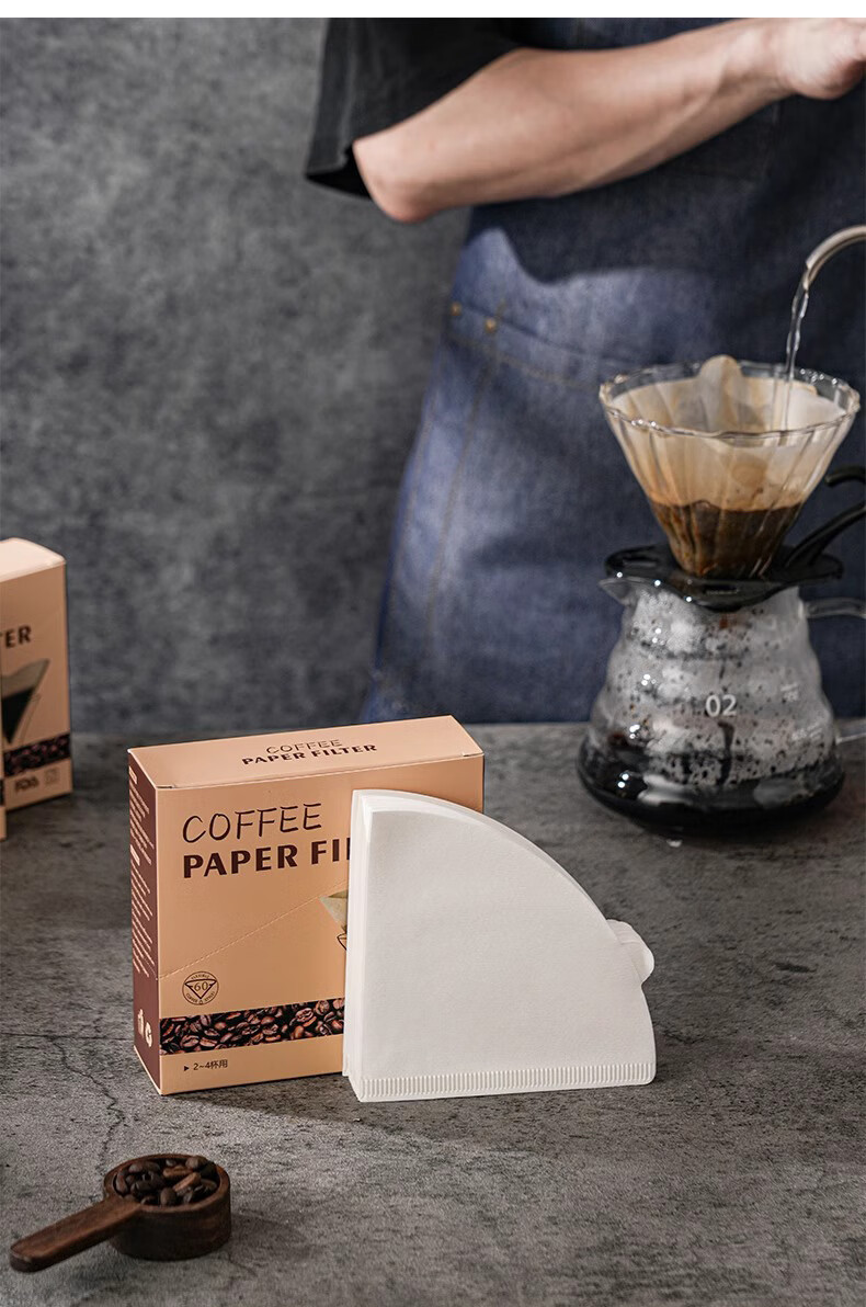YIJUKE [50 Sheets] V01 Coffee Filter Paper V60 Pour-Over Coffee Drip Paper, V-Shaped Funnel Filter Cup Dedicated Filter Paper, Conical Shape 13