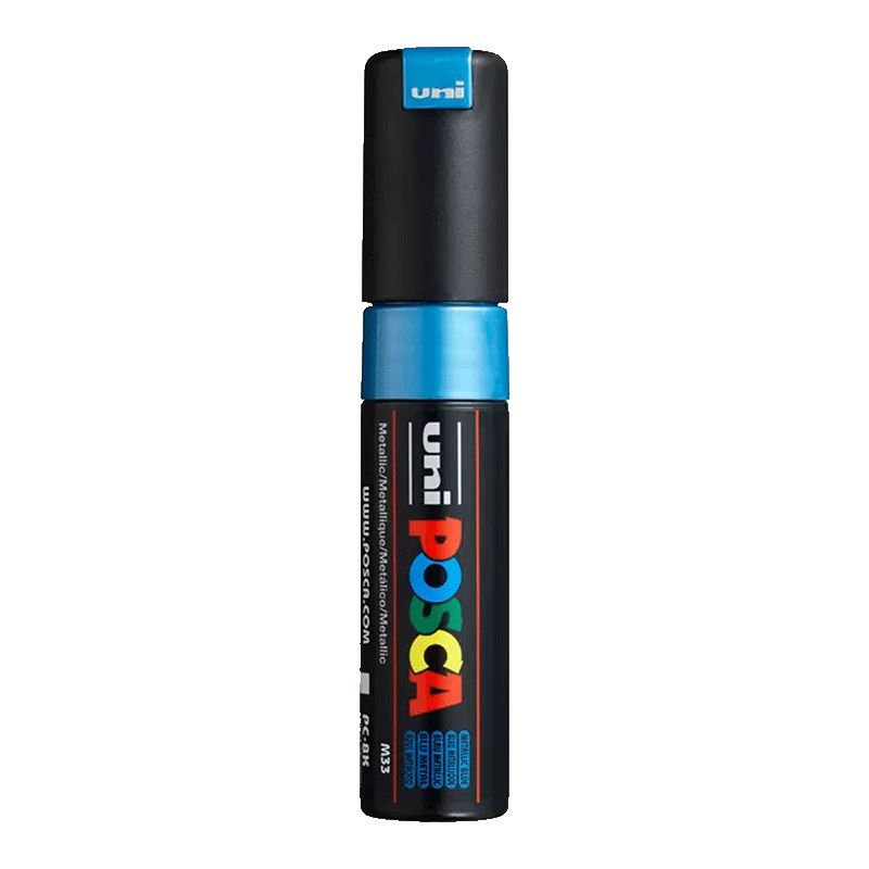 Uni Mitsubishi POSCA Acrylic Marker (Large Size) Metal Blue Single PC-8K Brush for Posters, Advertising Signs, Drawing, Hand-Drawing, Graffiti, Painting, Watercolor Pens, Graduatio