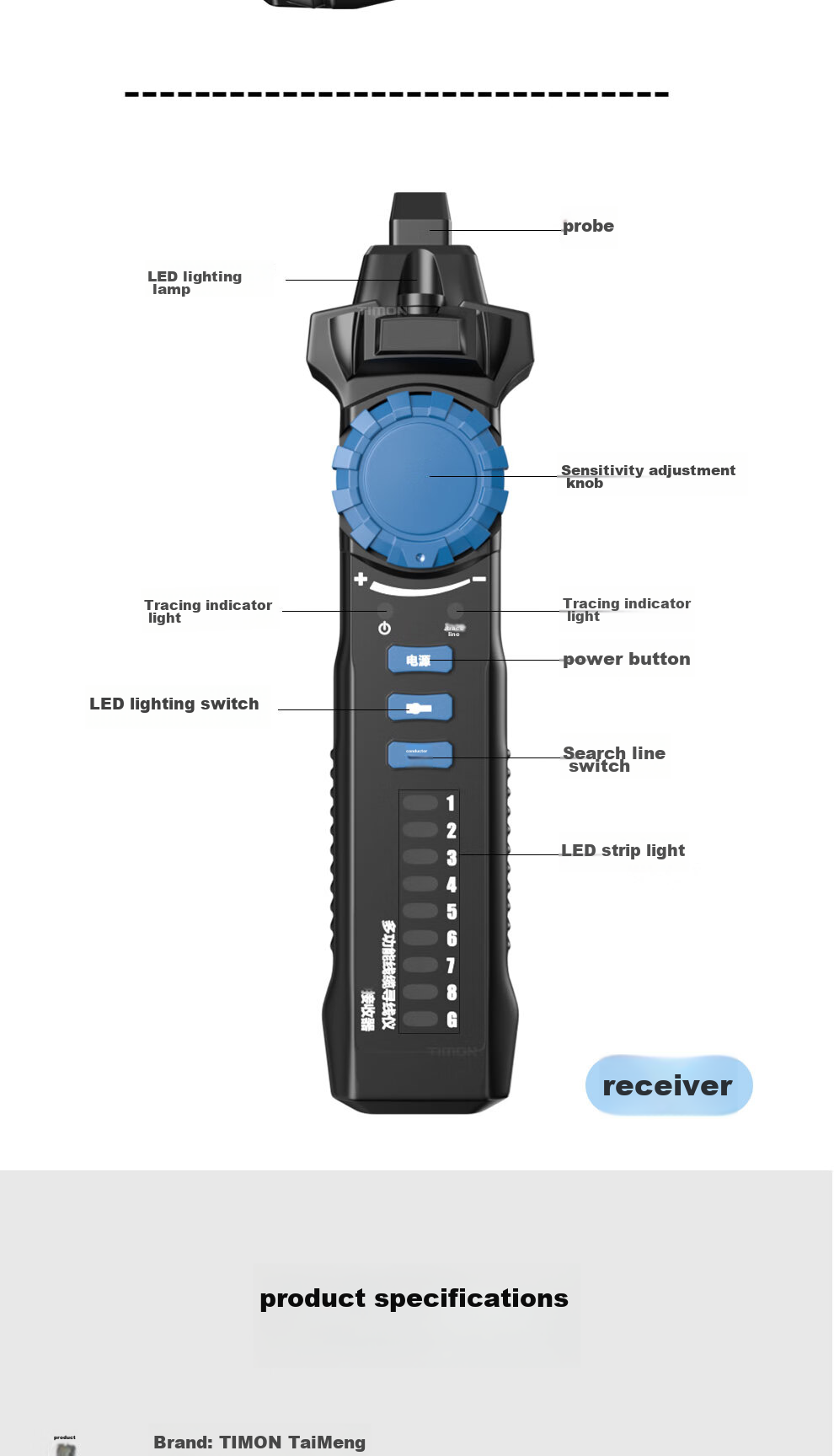 TIMON Network Cable Tester, Multifunctional Telephone And Network Line Tracer, Cable Tester, Wire Connector, Line Finder Tool, Continuity Tester, Anti-Interference, 60V Voltage-Resistant Cable Testing Kit 9