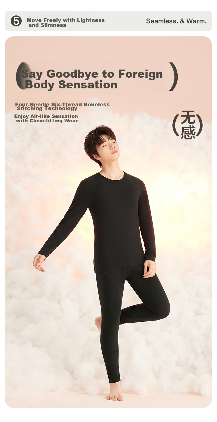Hodohome Men's Underwear, Autumn And Winter Yangli Antibacterial Anti-Mite Anti-Static Thermal Underwear Patch Style, Qingwa Blue 175 11