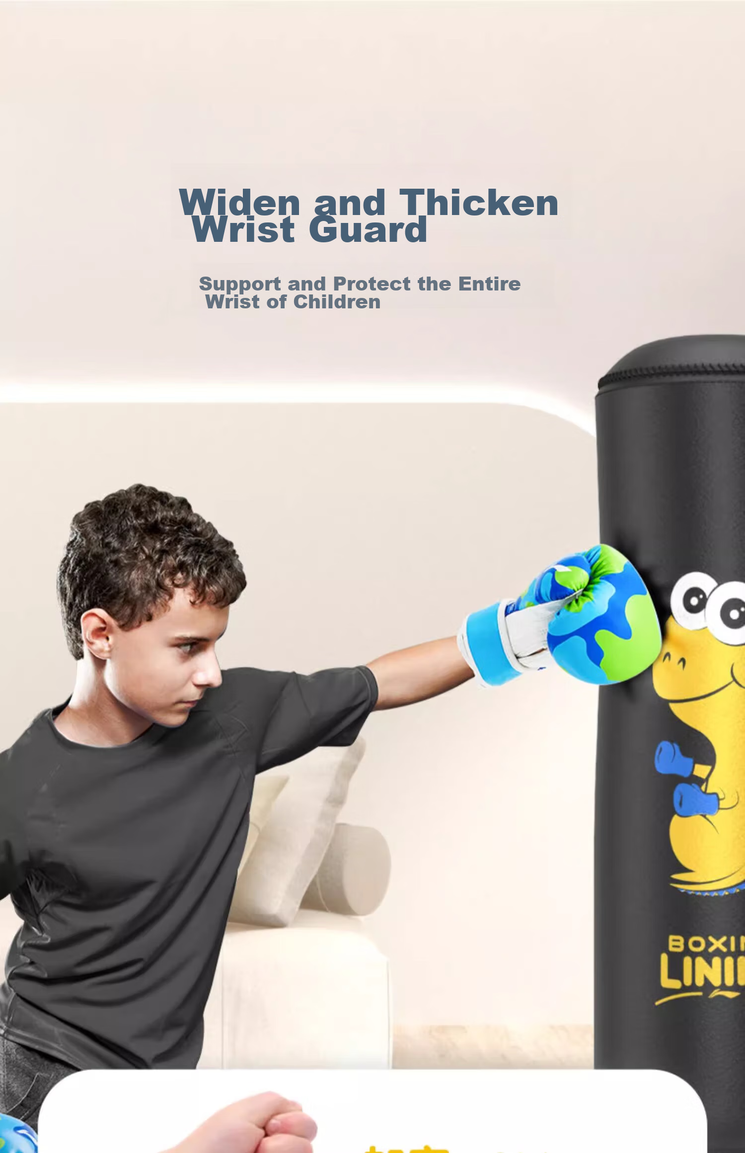 Li-Ning Children's Boxing Gloves, Boxing Training Equipment, Youth Sanda Competition Exercise, Boys And Girls Taekwondo, Blue 13