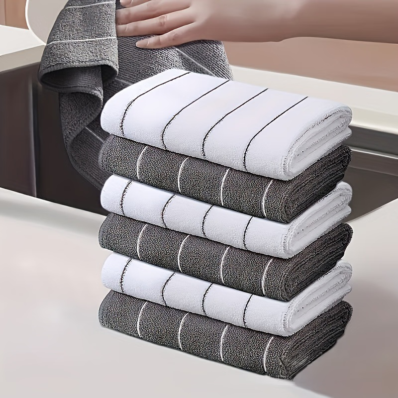 Good Weather Car Wash Towel Multifunctional Striped Cleaning Cloth Lint-Free 25x25cm Gray 10-Pack 5