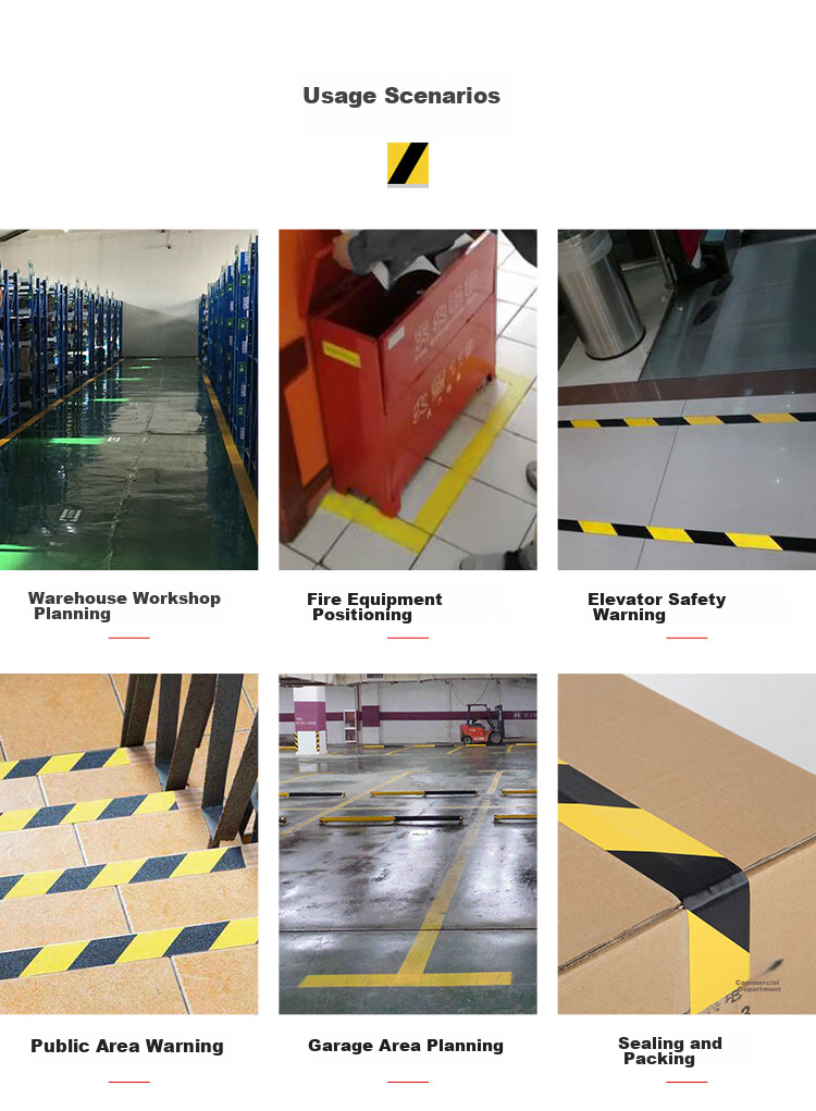 GuangBo 3-Roll Pack Black And Yellow Diagonal Warning Tape, 48mm*30m Single Roll, Waterproof Reflective Tape, Zebra Tape, Fire Isolation Tape, Caution Marking Line, Factory Warehouse Office S45251 10