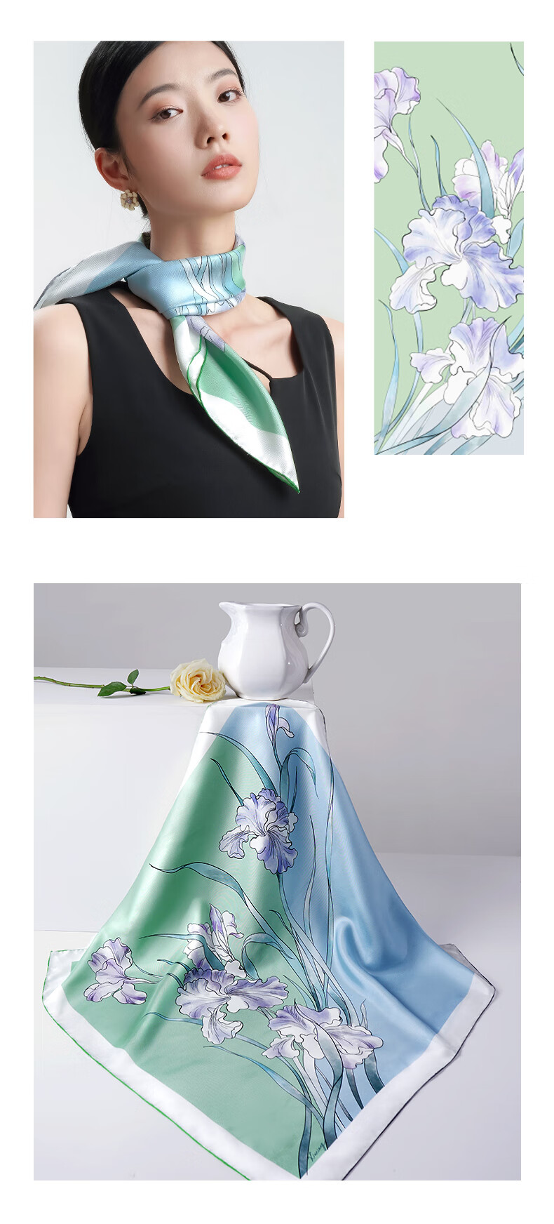 Xiuniangsihou 100% Mulberry Silk Women's High-Quality Square Scarf Silk Gift Box for Mother, Girlfriend, Birthday Present 15