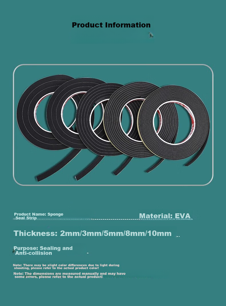Mileqi EVA Foam Tape, Bedroom Door Soundproof Windproof Tape, Window Gap Sealing Wind Barrier, Door Gap And Frame Soundproof Cold-Proof, 20mm Wide * 2 Meters Long / 4 Rolls [5mm Thick] 9