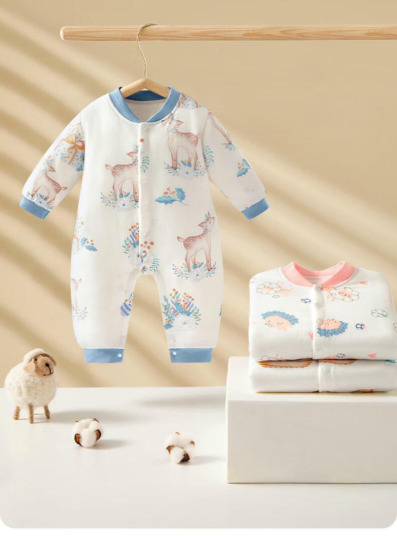 Beitaisi Baby Clothes Spring And Autumn Long-Sleeve Bodysuit, Pure Cotton Newborn Onesie, for Boys And Girls, Early Spring Outfit Pajamas 38