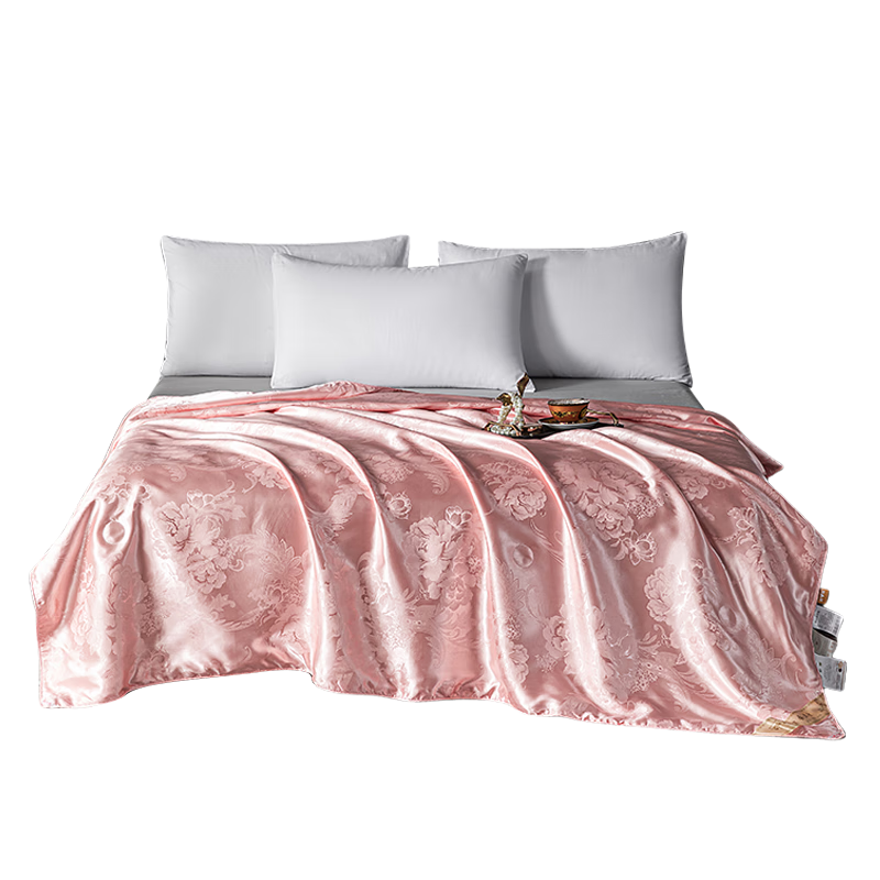 Yalu 100% Silk Comforter, Congsatin Jacquard Summer Quilt, Air Conditioning Thin Duvet, Summer Cool Quilt, Approximately 2.8 Jin (1.4 Kg), 200*230cm