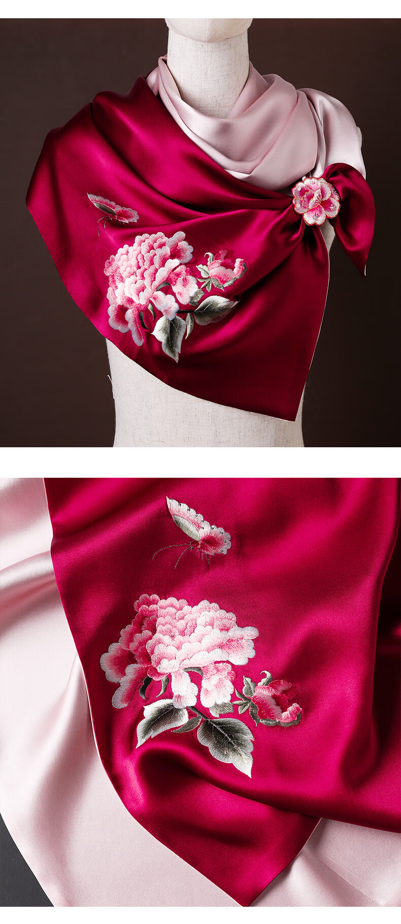 Hangsilu Silk Scarf And Bag Set, Mulberry Silk Women's Shawl, Birthday Gift for Mom Or Teacher on Mid-Autumn Festival 33