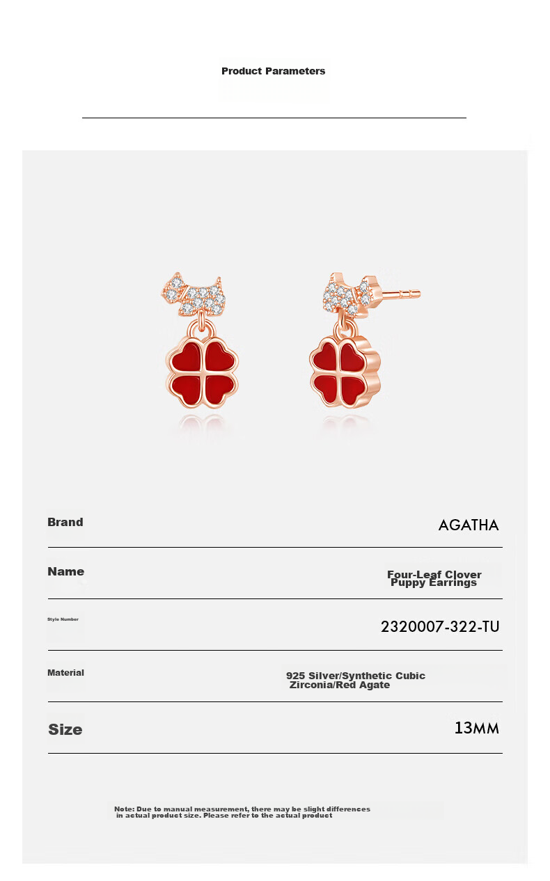 AGATHA Clover Dog Ear Studs for Women, Birthday Gift for Girlfriend Or Wife, Elegant Earrings 8