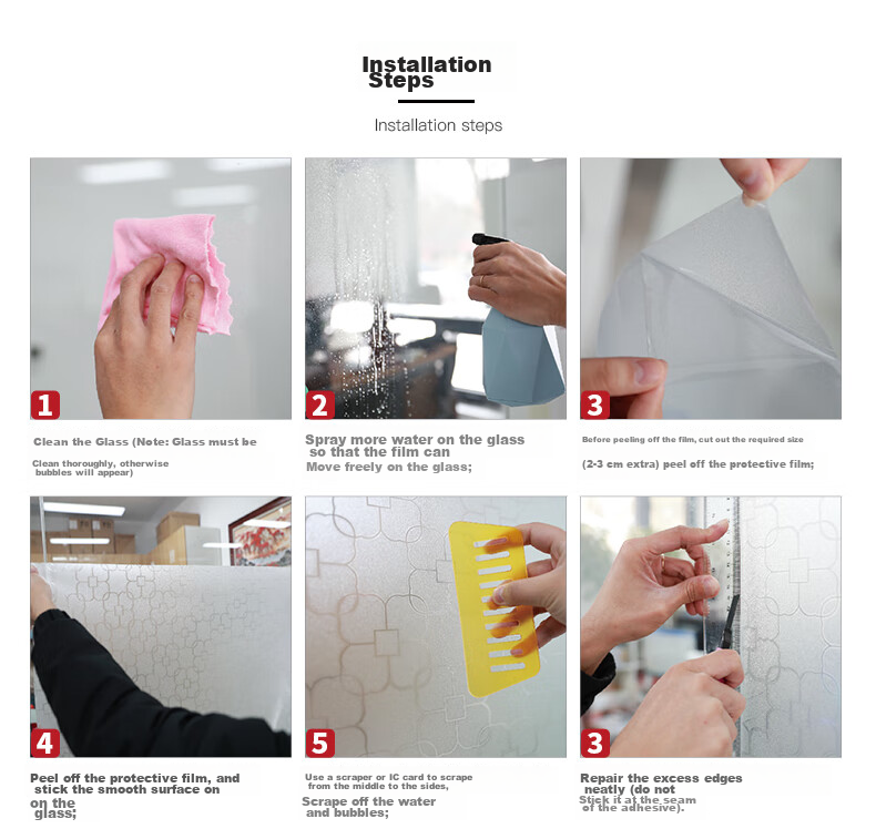 Modouyu Frosted Privacy Window Film, Anti-Peeping Film for Windows, 0.9*2 Meters, Striped Office-Specific Door And Window Partition Film 11