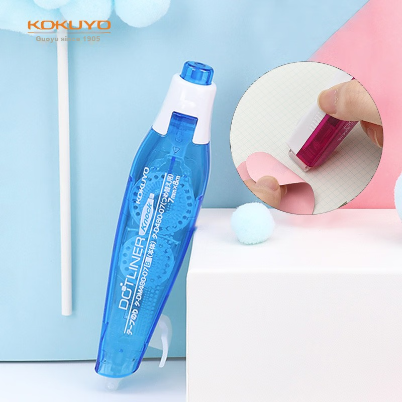KOKUYO Push-Button Pen-Type Strong Double-Sided Tape Body, 7mm X 8m, Blue, 1 Piece, TA-DM480 Digital, One-Handed Operation, Convenient to Use, Strong Adhesio