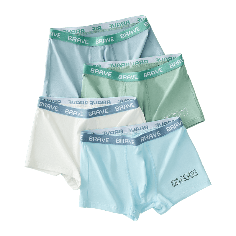 LangSha Children's Underwear, Boys' Underwear, 5A Antibacterial Boxer Briefs, for Older Children And Teenagers, 4-Pack, Size 160