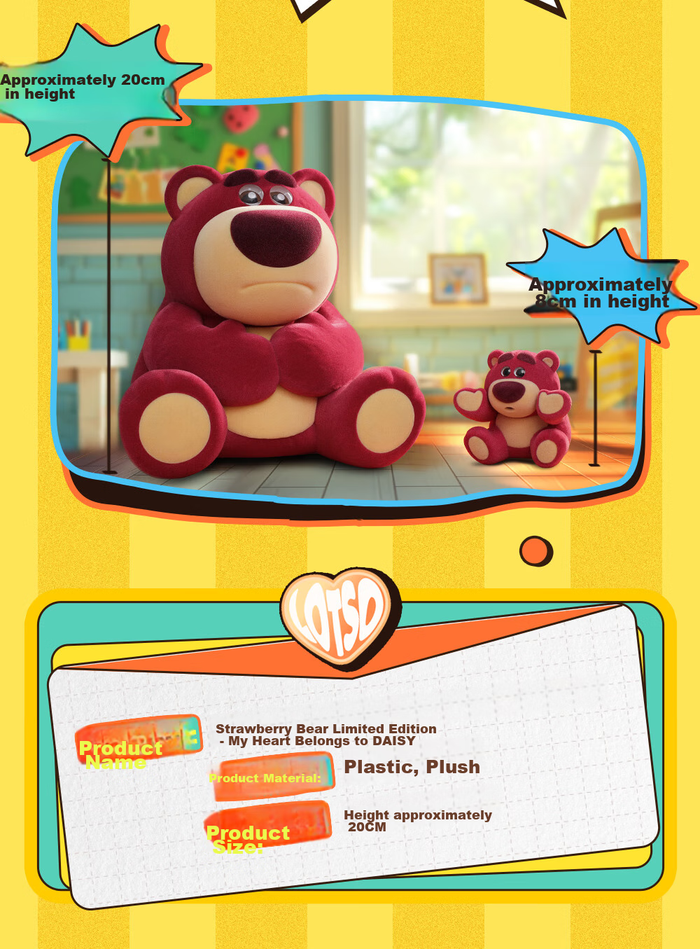 52TOYS Strawberry Bear Limited Edition - My Heart Belongs to DAISY Doll Figurine Trendy Toy Decoration National Day Gift 11