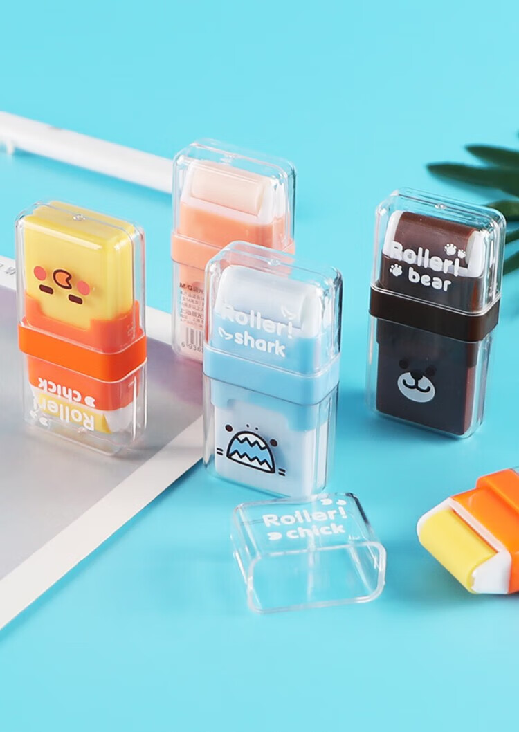 M&G Roller Eraser, Clean without Leaving Marks, Low Residue, Double-Sided Eraser, Creative Cartoon Cute Design, Random Colors, Pack of 5, AXP963GX 1
