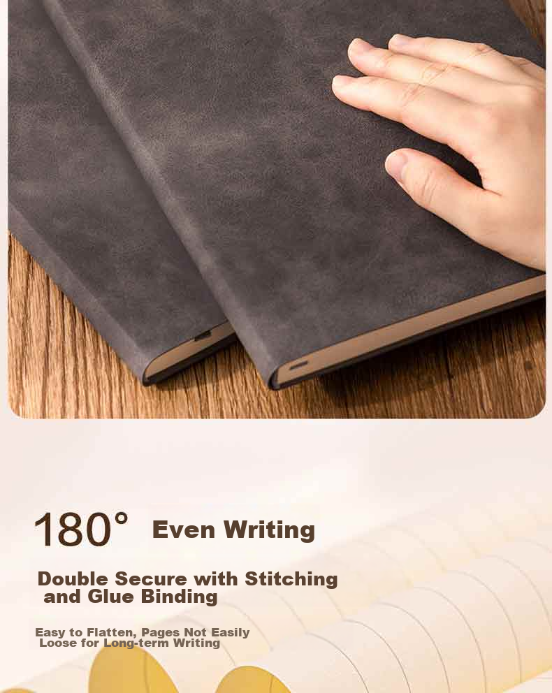 Deli Customizable Fashion Leather Notebook, Business Notepad, Sheepskin Journal, Meeting Record Book, 16K/120 Sheets, Gray, Single Pack, 3345 4