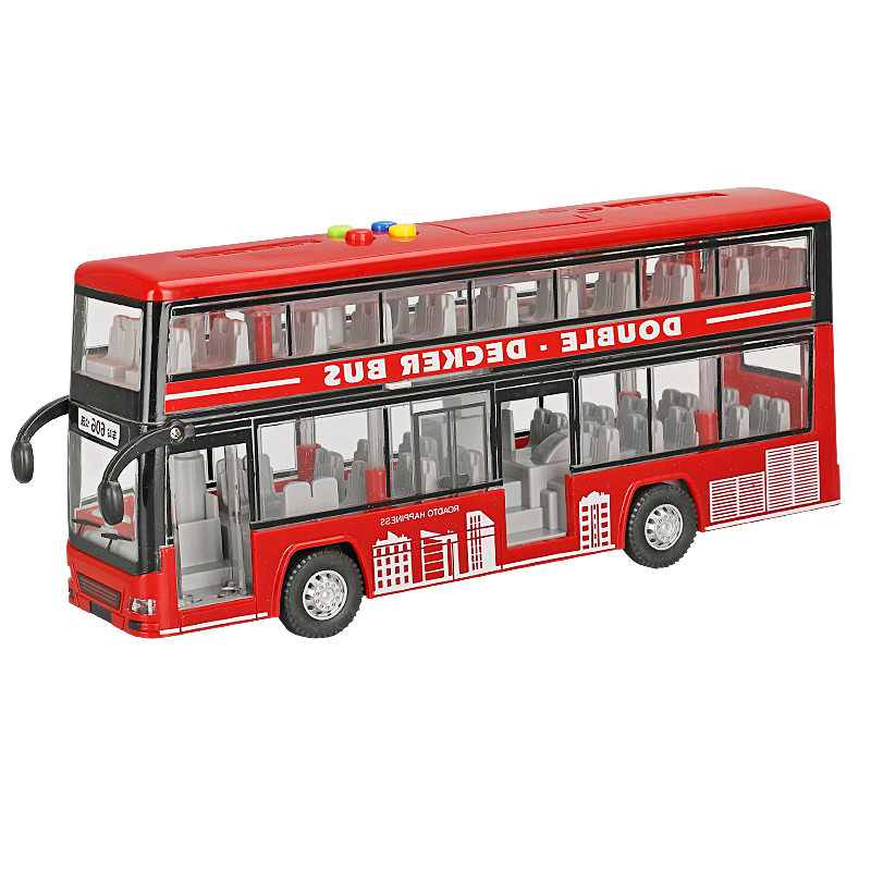 BAOLE STAR TOYS Children's Toy School Bus for Boys Aged 3-6 with Double Decks, Openable Doors, Large Size Bus Car Birthday Gift
