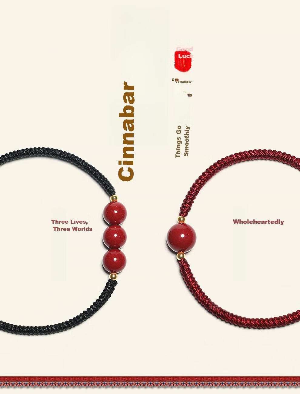 Shichuan Baishi Cinnabar Beaded Bracelet 2026 Zodiac Red String Handmade Woven Bracelet Lucky Charm Beads Amulet Couple Birthday Gift 6