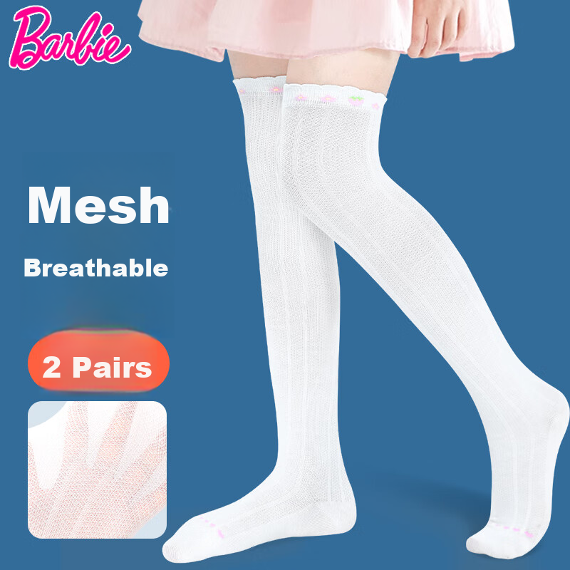 Barbie Children's Mid-Calf Socks for Girls, Thin Mesh Long Socks for Spring And Autumn, Baby Over-Knee High Socks, Half-Leg Socks