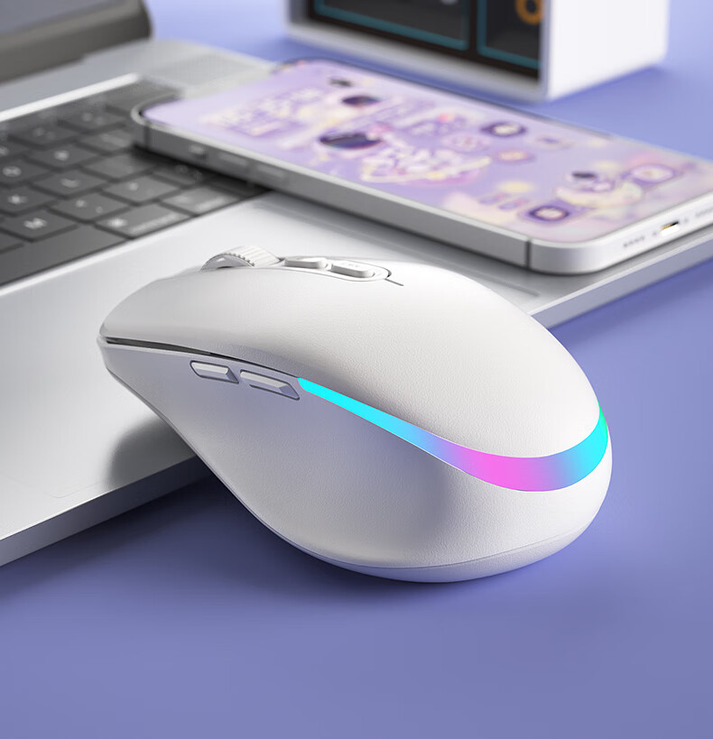 Aigo M60 Moonlight Curve Wireless Mouse, 2.4G Connection, Rechargeable Lithium Battery, RGB Lighting, One-Key Return to Desktop, Suitable for Business Office And Gaming, Black 22