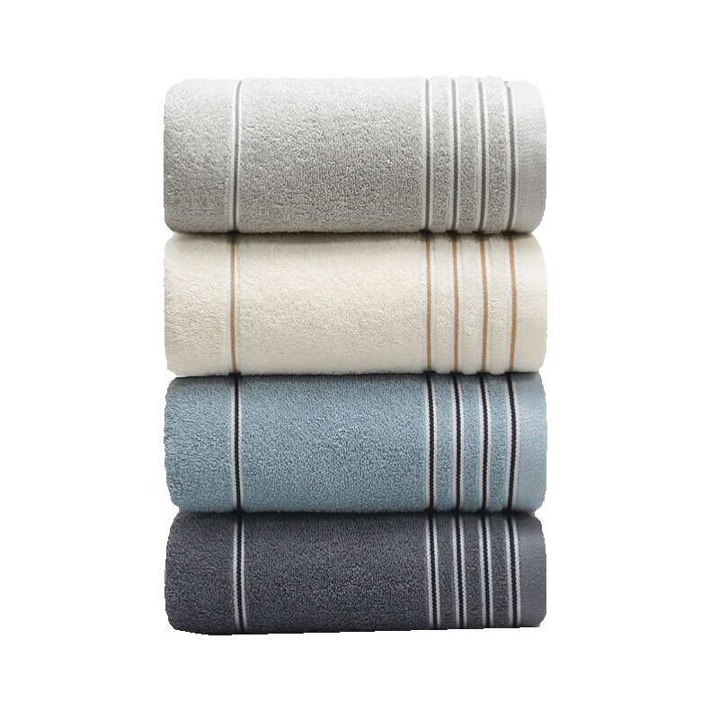 Grace Bath Towel, Class A Antibacterial Pure Cotton Thickened Bath Towel, Adult Men And Women Striped Plain Bath Towel, Absorbent, Beige