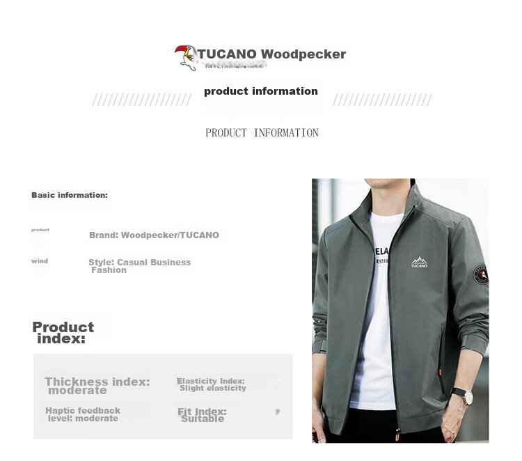 TUCANO Men's Jacket, Spring And Autumn Business Casual Windbreaker, Loose-Fitting Trendy Stand-Collar Coat for Men, Black, 2XL 11
