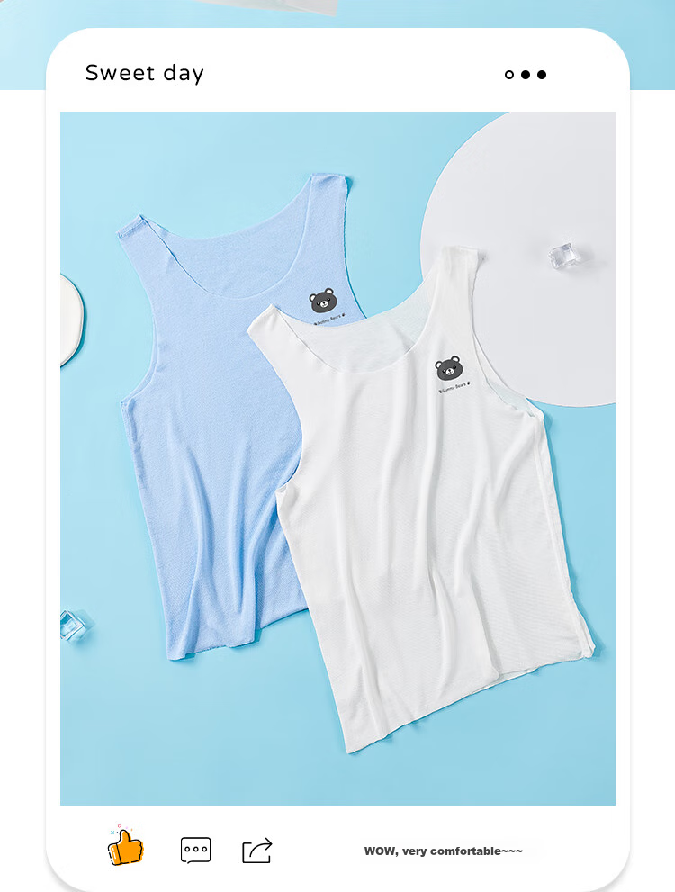 LangSha Children's Tank Top, Boys' Thin Modal Vest, Baby Undershirt T-Shirt, Kids' Underwear Base Layer, 2-Pack, Bear Pattern, Size 140 10