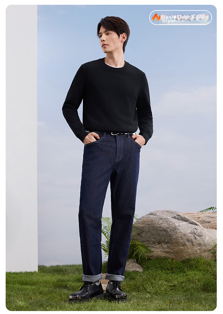JD Original Sweater Knit Pullover for Men, Autumn And Winter Business Casual Warm Wool Base Layer, Black, M 23