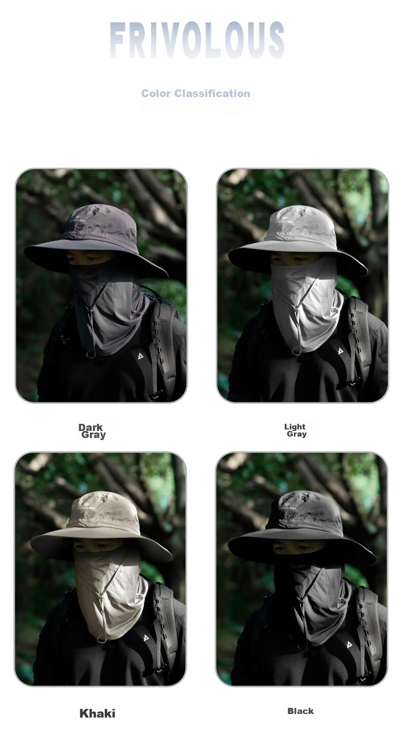 Zhanshuniao Ice Spear | Ice Silk Face Mask for Summer Outdoor Sun Protection Hat, Men's Hiking Wide Brim Fishing Neck Guard Fisherman Hat 10