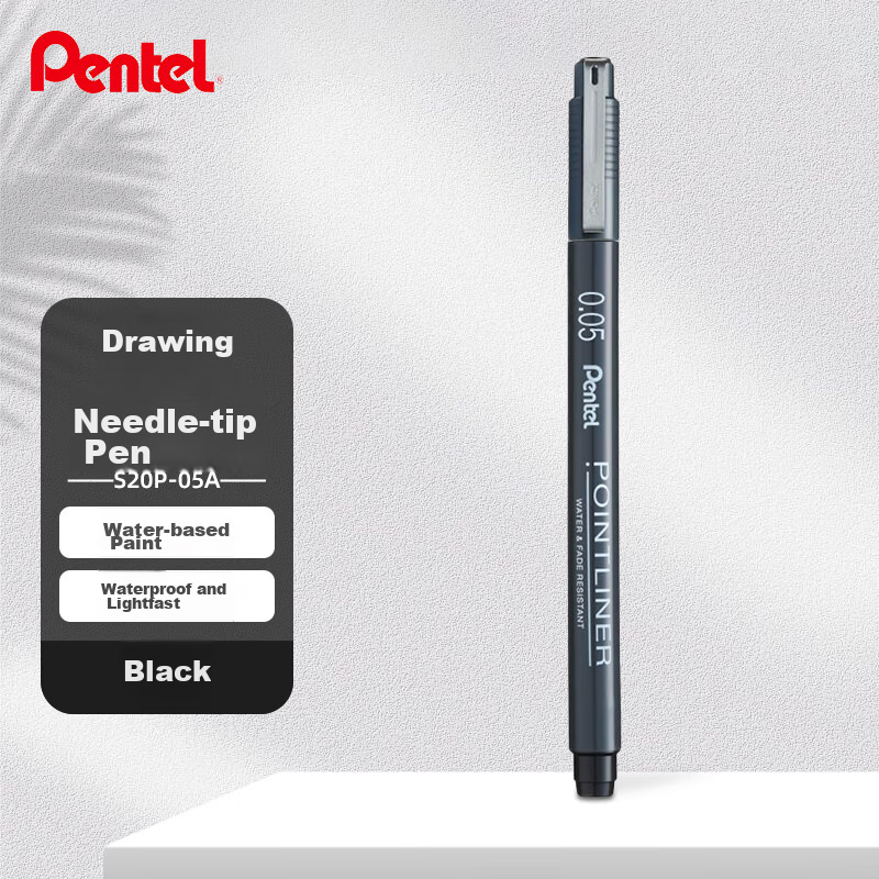 Pentel 0.05mm Water-Based Drawing Needle Pen, Art Drawing Outlining Pen, Comic Design Line Pen S20P-05A
