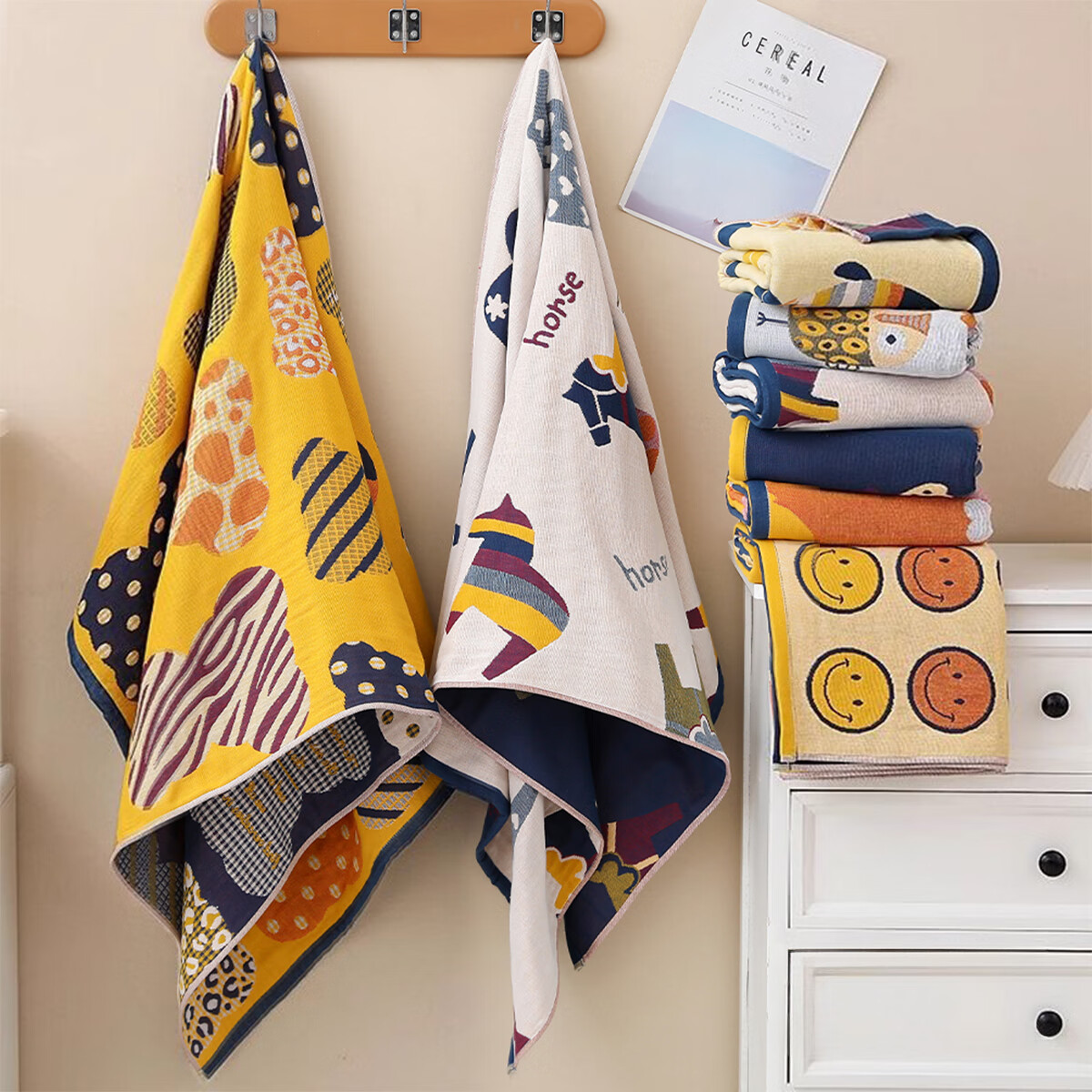 Fanyejia Cartoon Cotton Yarn Bath Towel, Home Use, Absorbent And Quick-Drying, Children's Bath Wrap, Adult Universal Skin-Friendly Large Towel, Sports 3