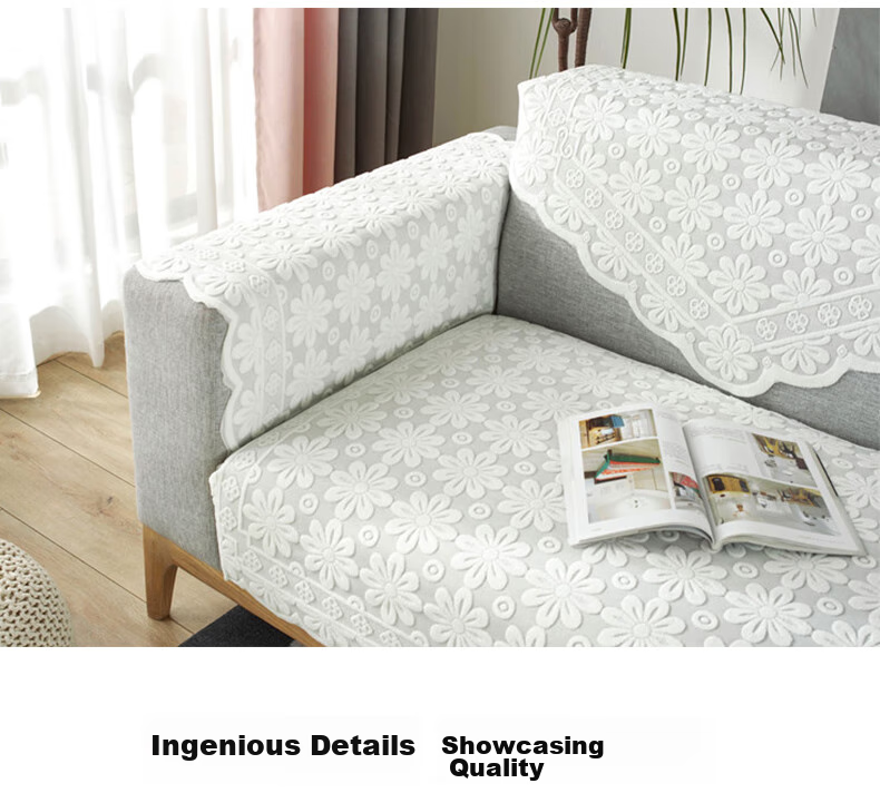 Jingxun Lace Sofa Cushion, Sofa Cover, Thickened Backrest Cover, All-Season Armrest Towel, 90*180 4