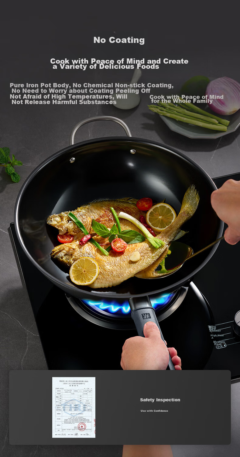 ZWILLING Iron Wok, Non-Coated, Suitable for Induction And Gas Stoves, Silver Iron Wok, 30cm 4