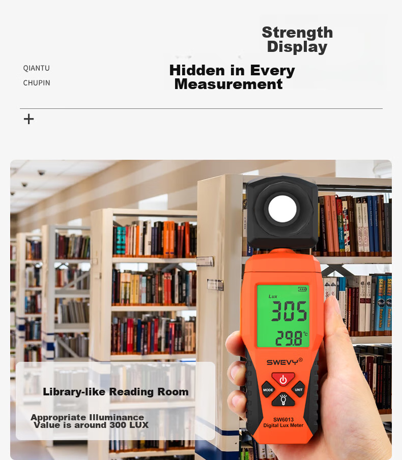 Suwei Illuminance Meter, Light Meter, Illuminometer, Brightness And Illuminance Tester, Light Meter SW6013 13