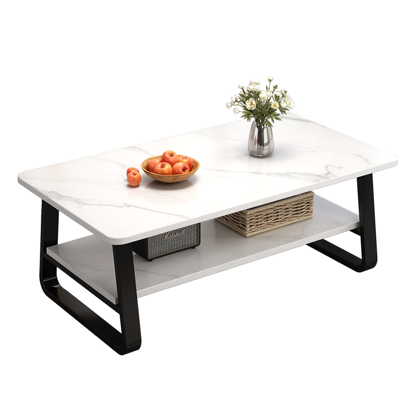 Shanshanmuyi Coffee Table, Living Room Double-Layer Light Luxury Coffee Table, Small Apartment Modern Minimalist Small Tea Table, Multifunctional Sofa Side Table