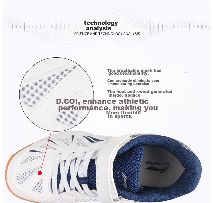 Li-Ning Children's Table Tennis Shoes, Boys And Girls Professional Table Tennis Sports Shoes, Training Shoes APTT022-2, White And Blue, Size 33 11