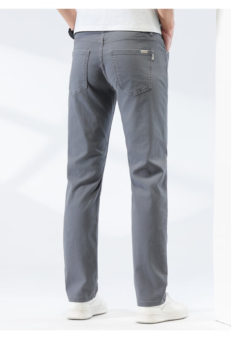 Zengzhi Denim Men's Comfortable Casual Pants Loose Fit Straight Leg Stretch Versatile Gray Size 32 9