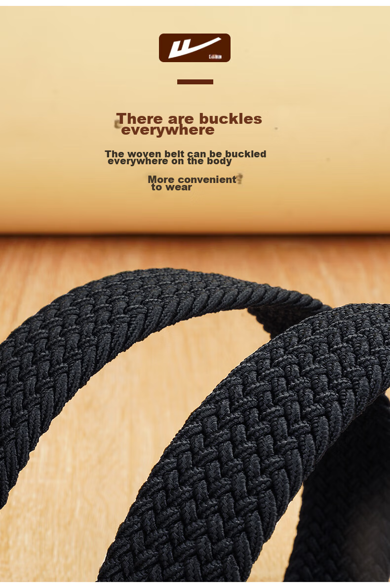 Huili Canvas Belt for Men And Women, No-Drill Tactical Elastic Woven Belt, Versatile Loose-Fit Trouser Belt 7