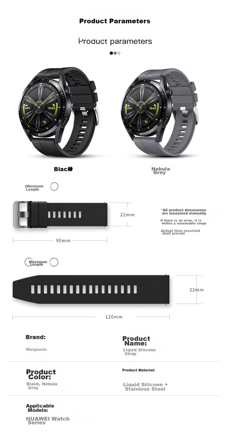 Weiqiantu [Sports Silicone] Suitable for Huawei GT7/GT6/GT5/Pro Watch Band, Compatible with Watch6/5/watch4pro/3pro Watch Band, Buds2/GT4 Master 2 for Me 6