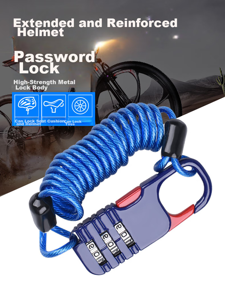 BIKEBROS Bicycle Combination Helmet Lock, Motorcycle Electric Bike Children's Bike Steel Wire Cable Lock, Stroller Retractable Cartoon Lock for Cycling 1