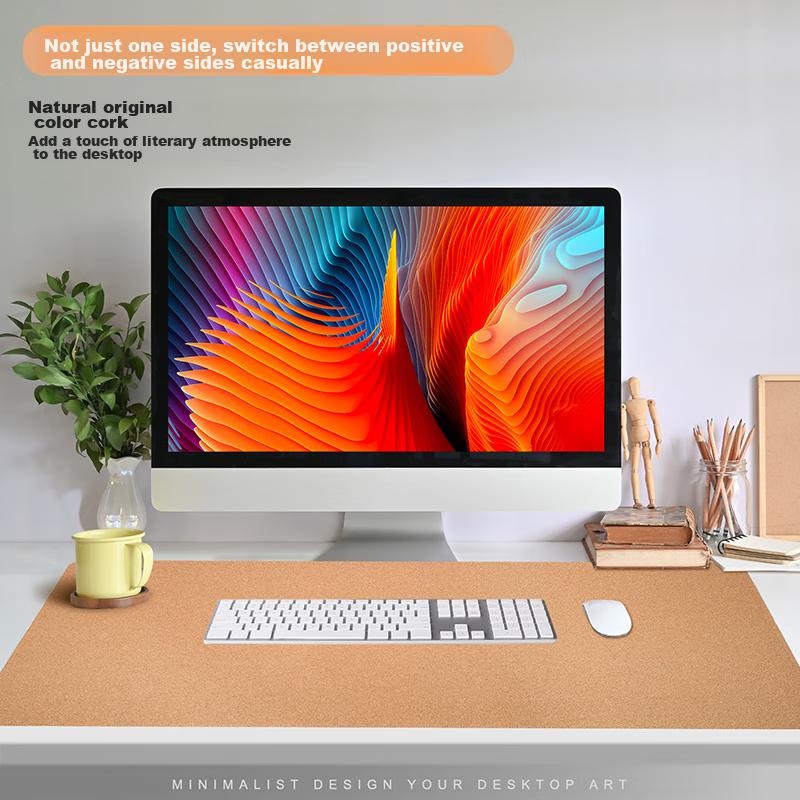EXCO 1.2-Meter Cork Waterproof Leather Mouse Pad, Extra Large Computer Desk Mat, Leather Table Cover, Oversized Gaming Keyboard Pad, Charm Blue 9779 6
