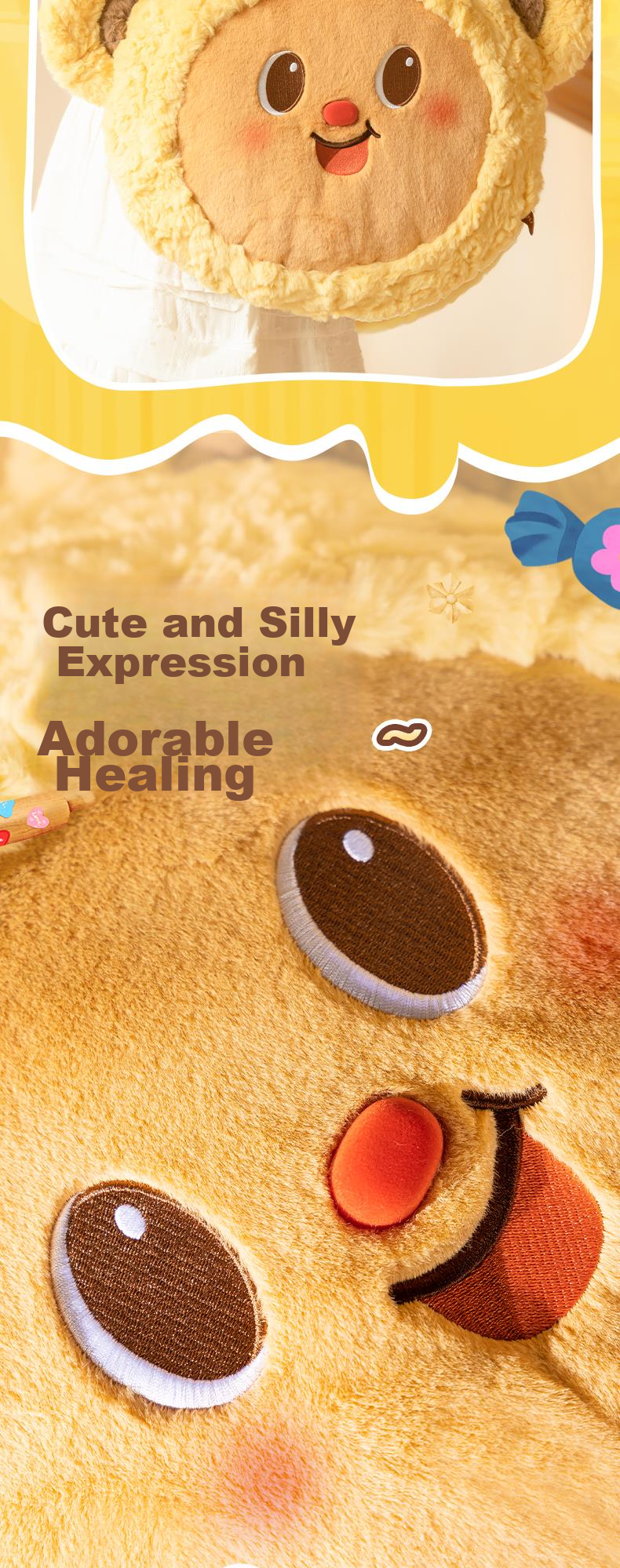 Deli Butter Bear Fashion Handbag, Tote Bag, Shoulder Bag, Tutoring Bag, Cute Plush Design, Double-Sided Use, Gift for Boys And Girls, Back-To Stationery Gift, Art Bag 3