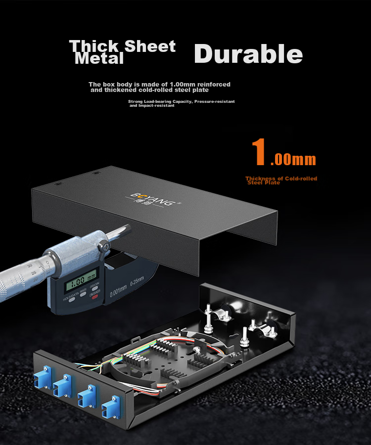 BOYANG BY-8SC 8-Port Desktop Fiber Optic Terminal Box Fully Equipped Single-Mode Pigtail Fiber Cable Fusion Splice Box Telecom-Grade Wall-Mounted Extension Box 6