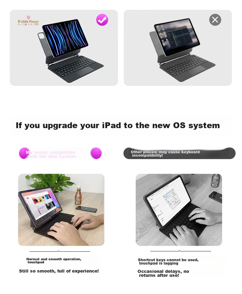 ALittleFlower Magnetic Floating Keyboard Case for IPad Pro And IPad Air 5 [Multi-Functional Touchpad] IPad Pro/Air 5/410.9 Student Gift New Year 3