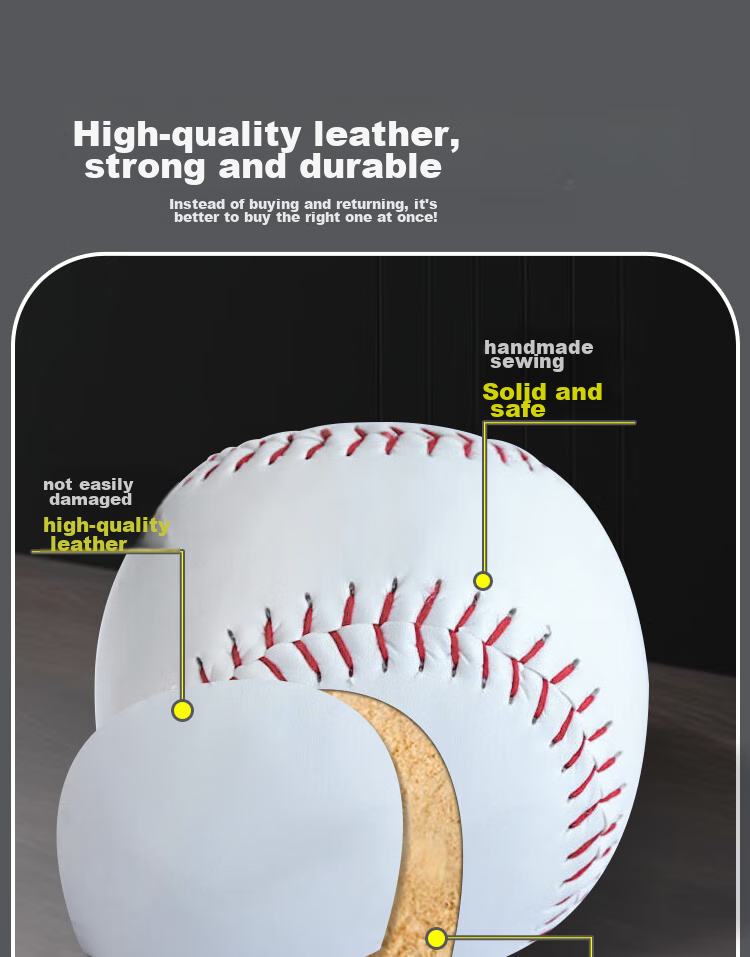 Huashimeng 10-Inch Soft Baseball for Primary And Secondary School Students' Training, Exams, Solid Hard Baseball for Middle School Entrance Exam, Baseball for Competition Training And Throwing 4