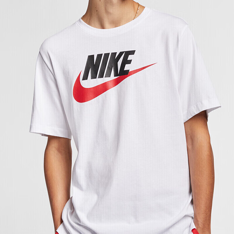 NIKE Men's Short Sleeve T-Shirt, Pure Cotton, Sports Casual, Comfortable Versatile, AR5005-100, White, Size M