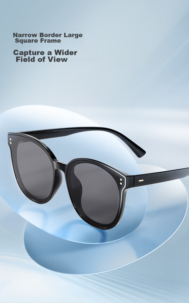 JD Original Classic Large Round Black Frame High-Definition Polarized Sunglasses for Men And Women, UV Protection Eyewear, Glossy Black 8