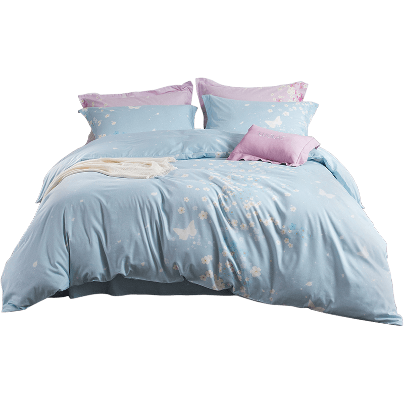 Luolai Home Textiles 100% Cotton Bedding Set 4-Piece Ins Style Sheet Duvet Cover Double 220x250cm