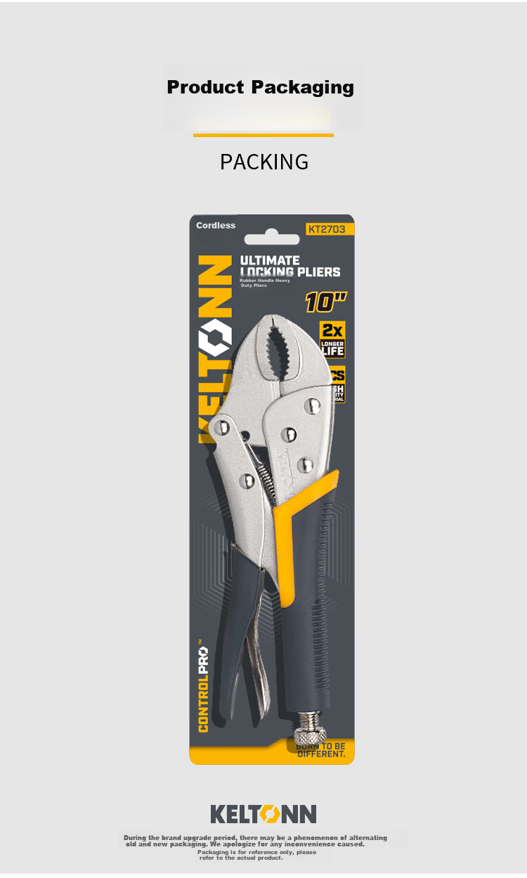 KELTONN Pliers, Round Jaw Heavy-Duty Pliers, 10 Inches with Blade, Holding Pliers, Fixed Pliers, Quick Release Clamping Tool, KT2703 10